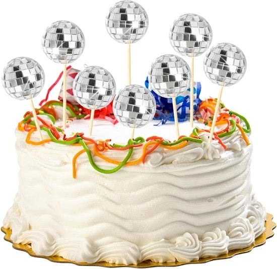 Decorazioni per torte a forma di palloncino - set da 20 - tema anni '70 per feste - decorazioni per torte a forma di palloncino argentate per matrimoni e alberi di Natale.