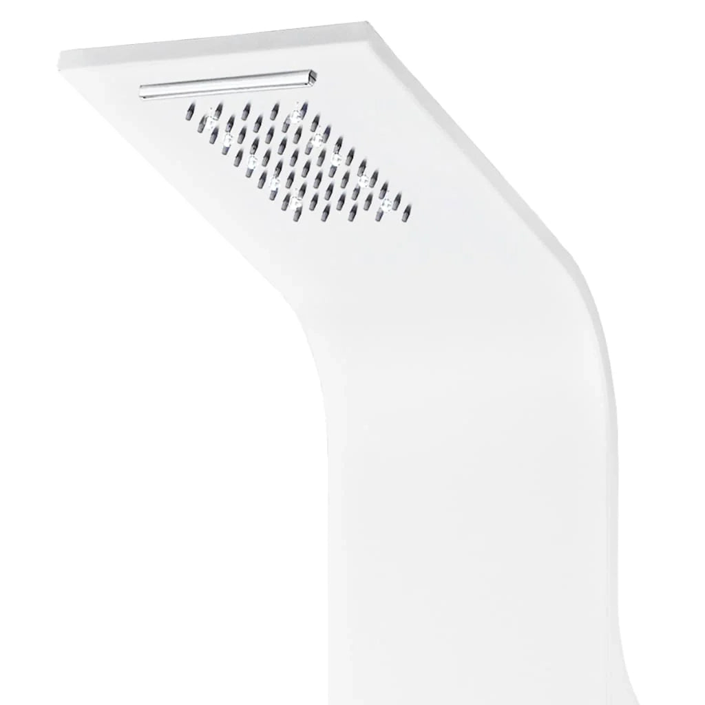Pannello doccia con soffione e rubinetto alluminio 130 cm bianco 02_0003430