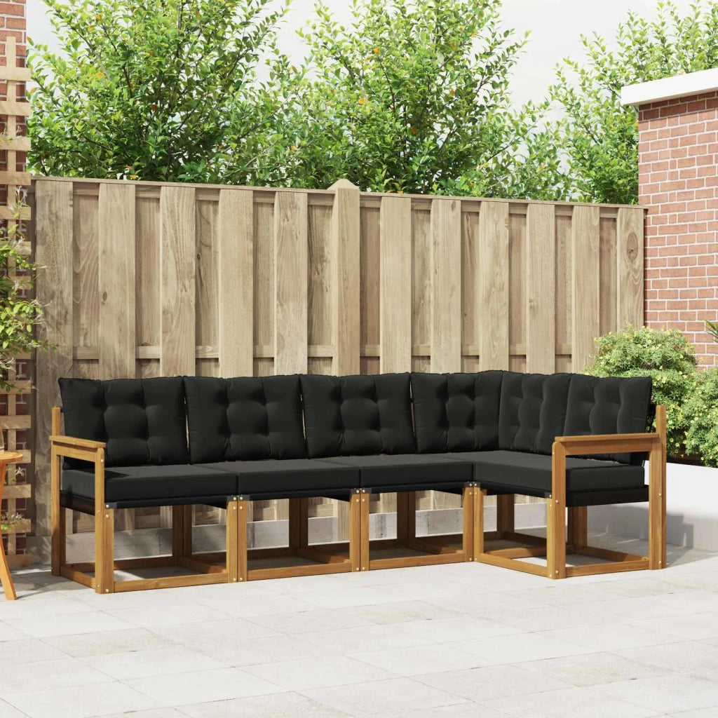 Set di divani da esterno con cuscino 5 pcs Naturale e Nero 3368659