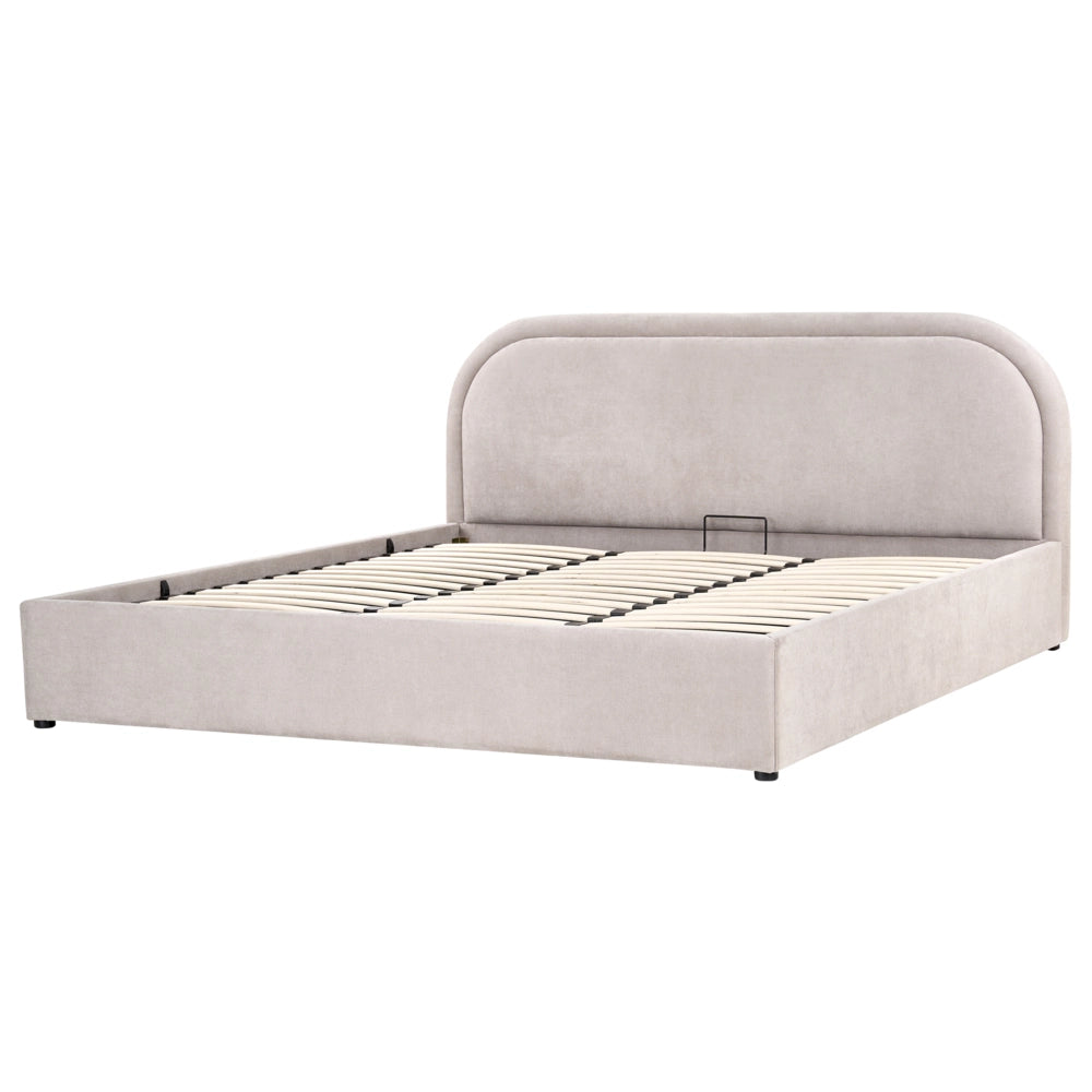Letto matrimoniale EU tortora Tessuto di ciniglia 180 x 200 cm Struttura imbottita con contenitore