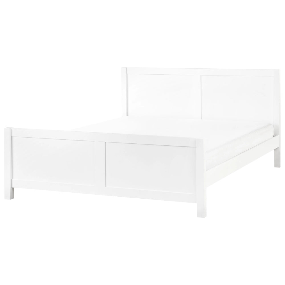 Letto Matrimoniale con Testiera Struttura a Doghe in Legno bianco 180 x 200 cm stile moderno