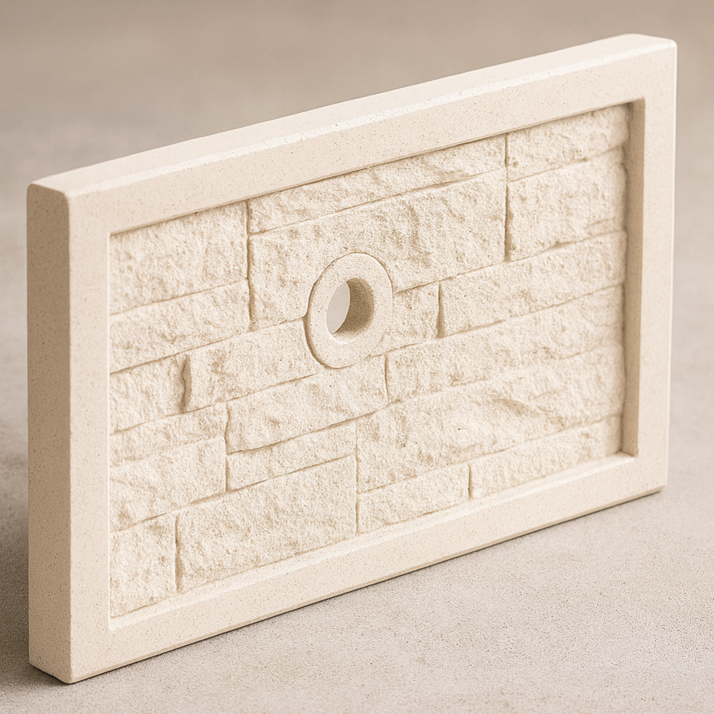 Frontalino pilozza serie muraglietto foro bianco effetto pietra 45 x h.24 cm