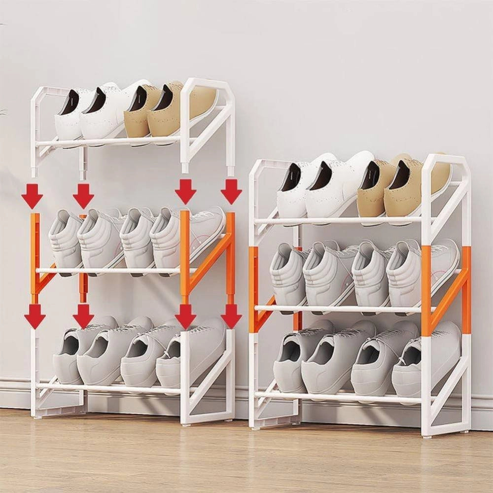 Trade Shop - Scarpiera Scaffale Organizer Salvaspazio A 3 Ripiani Scarpe Impilabile 53x45x18c -