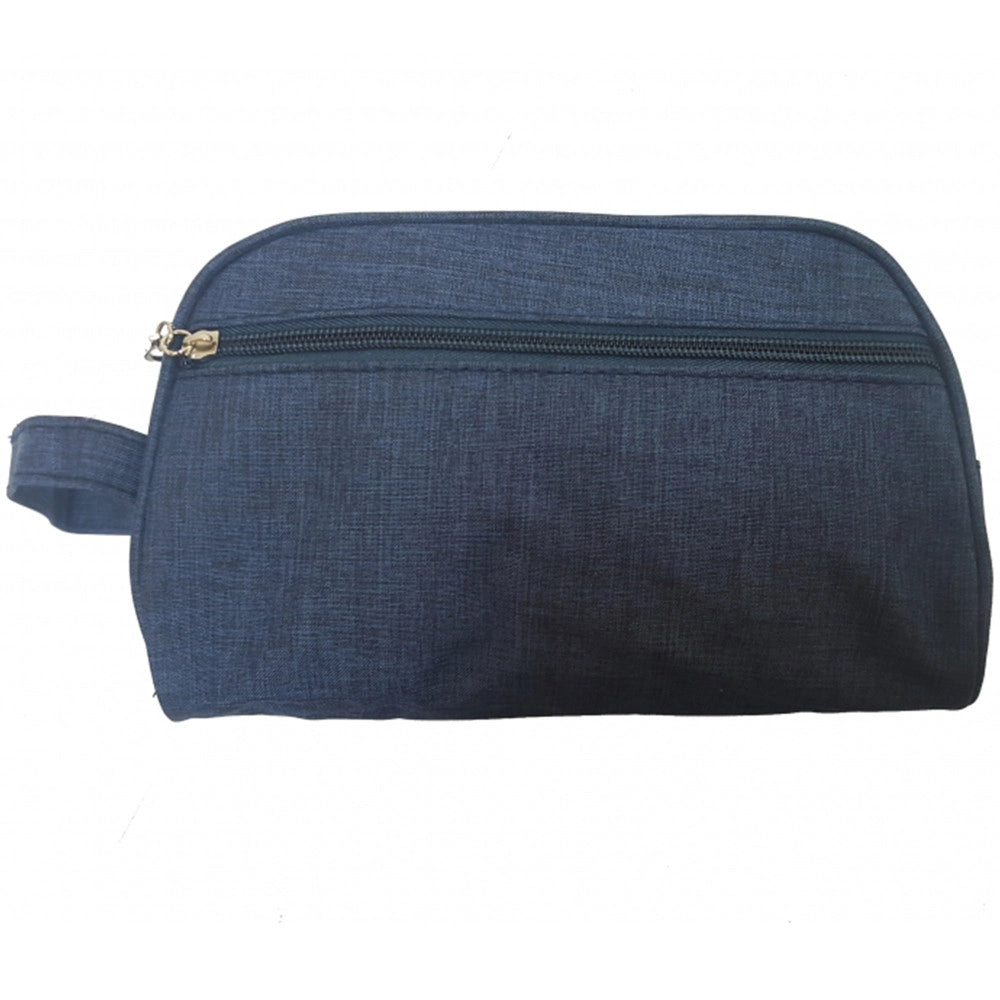 Trade Shop - Pochette Uomo Blu Gancio Tessuto Borsello Beauty Case Borsa Vintage Documenti -