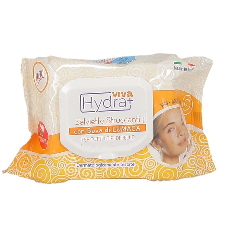 HYDRA VIVA SALVIETTINE STRUCCANTI 30 PZ CON BAVA DI LUMACA DERMATOLOGICAMENTE TESTATE