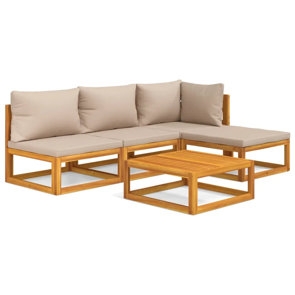 Set Salotto da Giardino 5pz con Cuscini Tortora Legno Massellocod mxl 100317