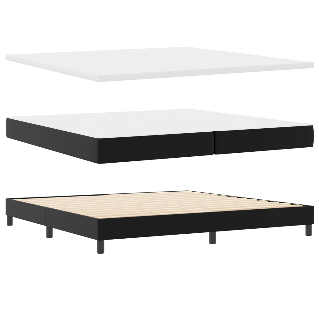 Letto con rete a molle e materasso nero 200x200 cm in similpelle