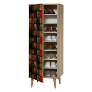 Scarpiera Giadeite, Mobile portascarpe, Armadio da ingresso multiuso, Mobiletto per calzature, 50x38h135 cm, Quercia e Multicolore