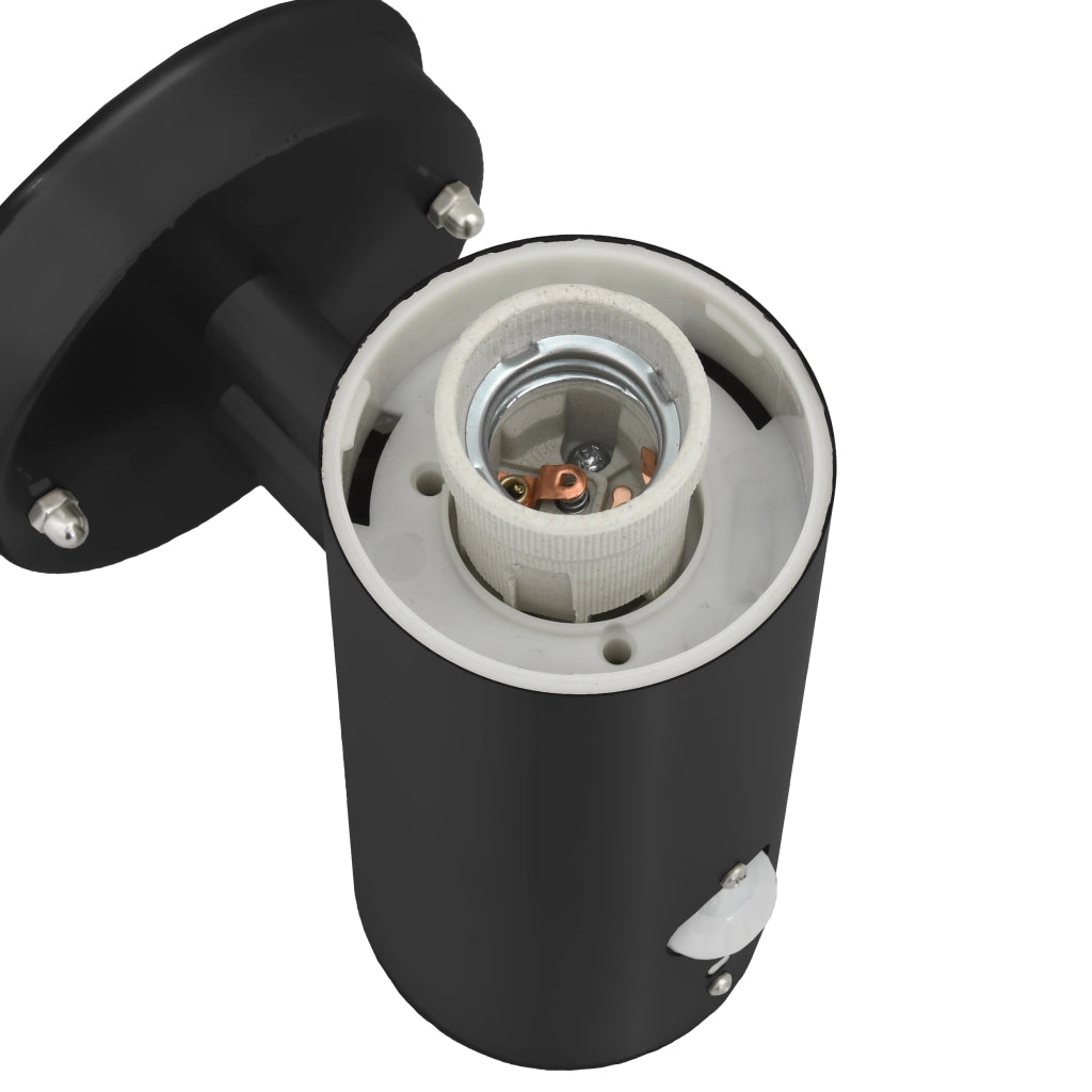 Lampada da Parete Esterna con Sensore Nera Acciaio Inossidabile IP44