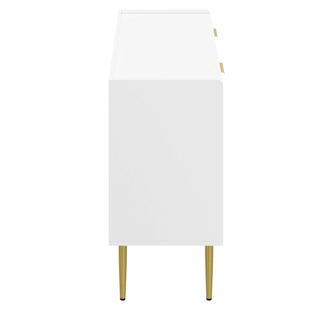 SIDEBOARD 140x38x75 cm MDF Bianco con 4 ante e ripiani regolabili