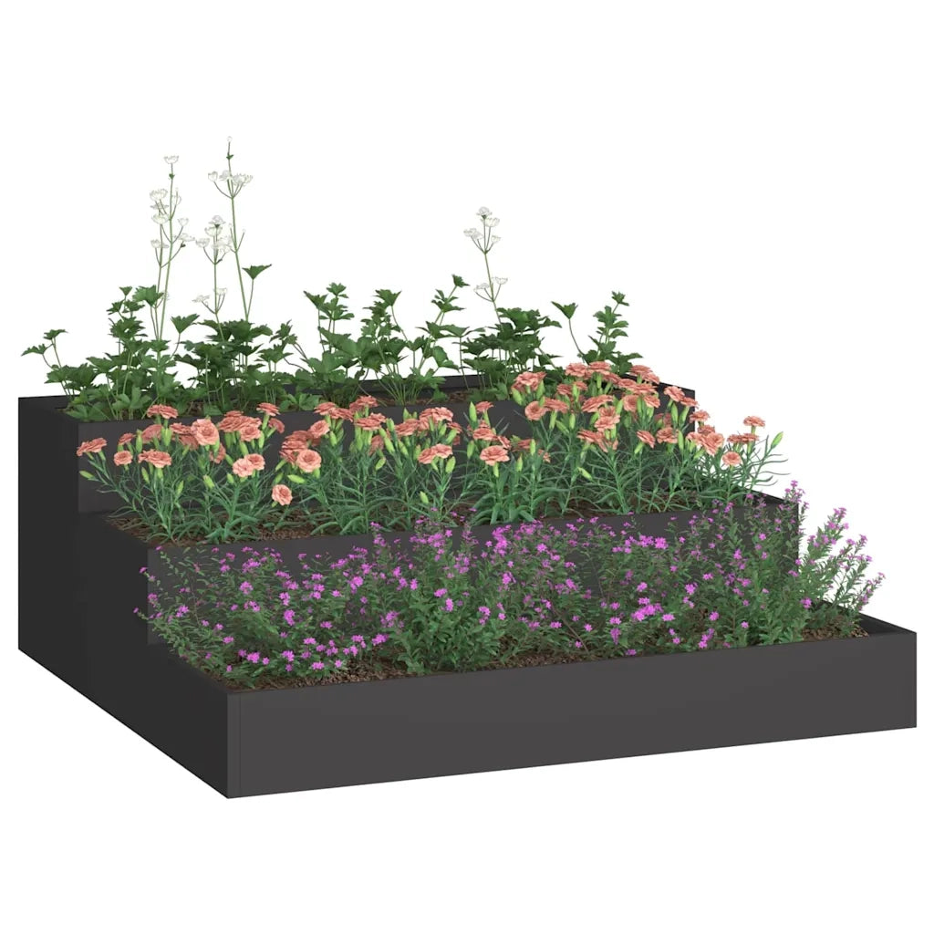 Vaso da giardino Nero 90 x 90 x 35 cm Acciaio laminato a freddo 865834