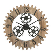Orologio da Muro Ingranaggio Plus Ø60x4 cm in Ferro e MDF Nero