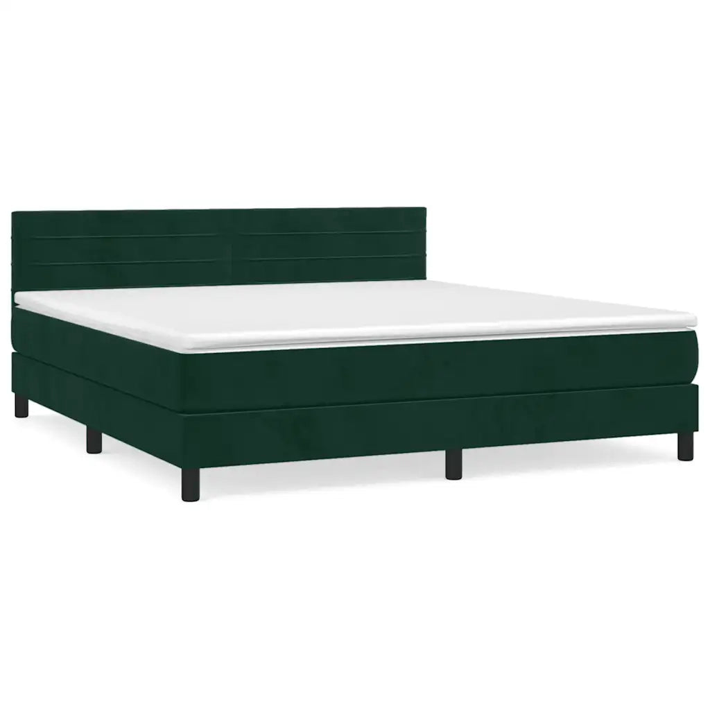 Giroletto a Molle con Materasso Verde Scuro 160x200 cm Velluto 3141374