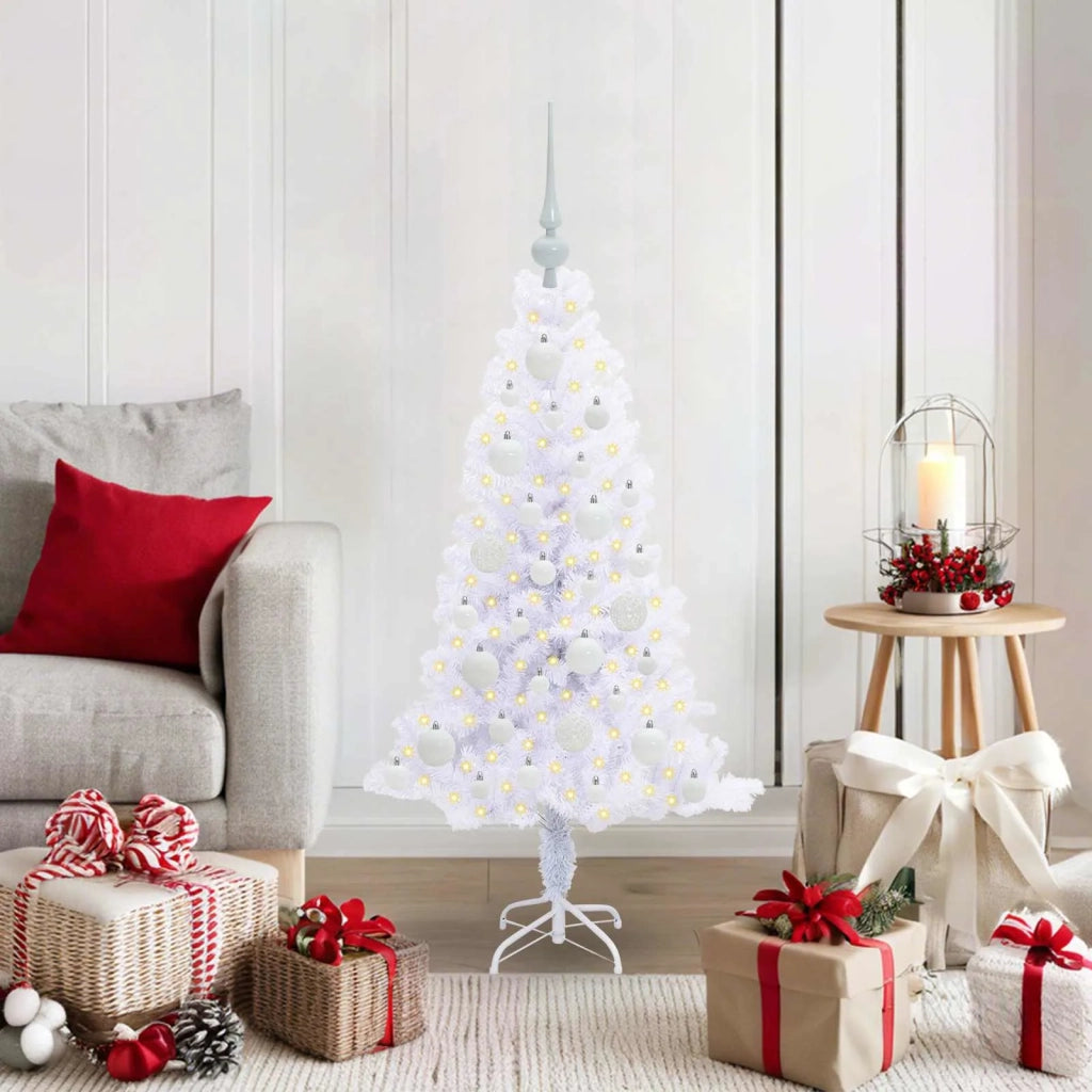 Albero di Natale | Decorazioni natalizie artificiale Bianco 120 cm PVC e Acciaio