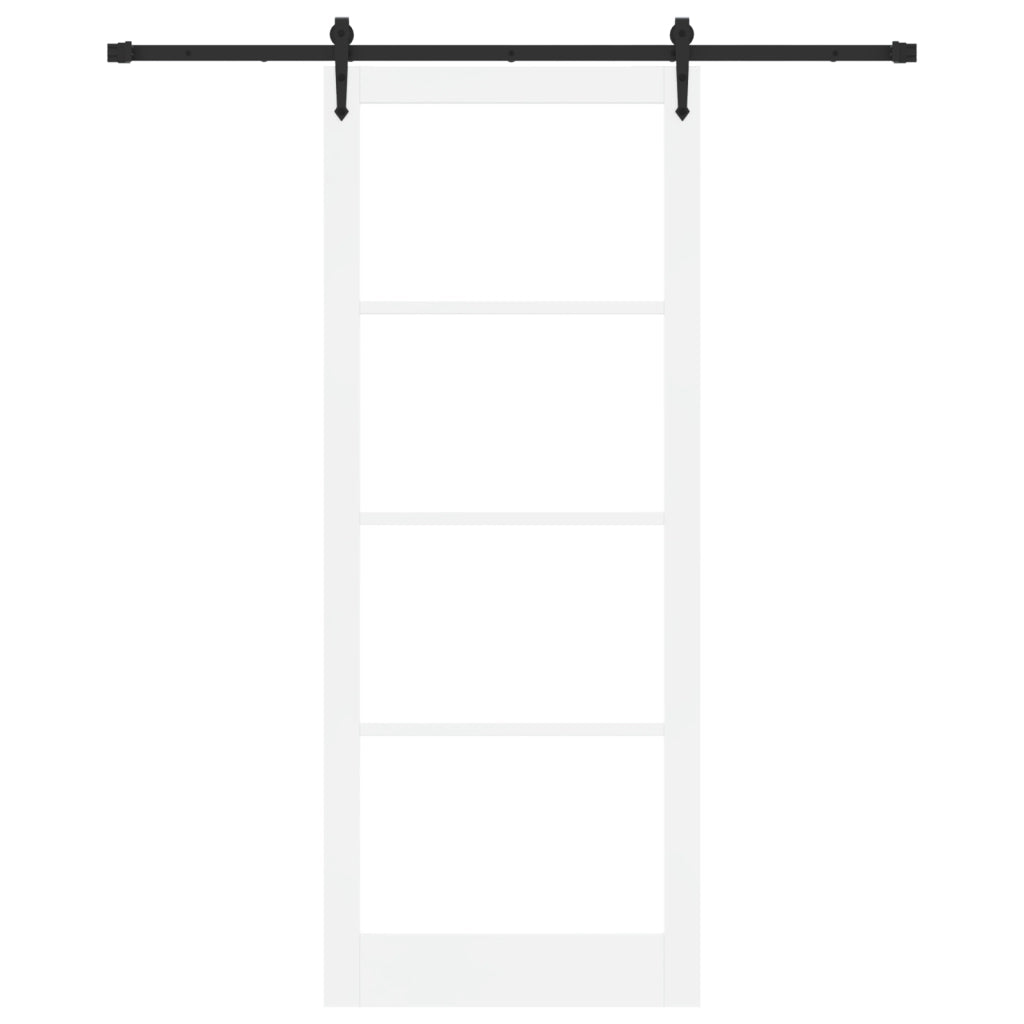Porta Scorrevole con Set di Accessori Bianchi 93x232 cm Legno Massello di Pino