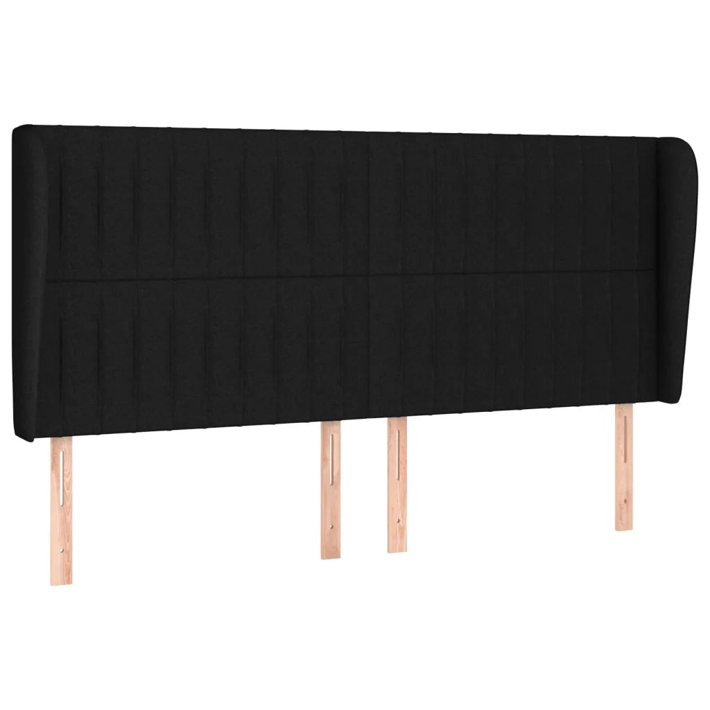 Testiera | Testata ad Orecchio Nera 183x23x118/128 cm in Tessuto