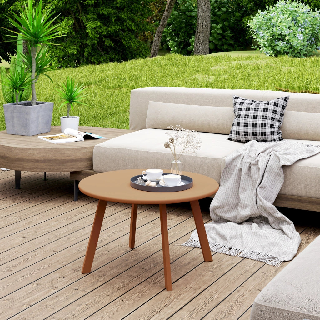 Tavolino rotondo da giardino ¨C Zephmum ¨C arancione, metallo, ?70x42 cm