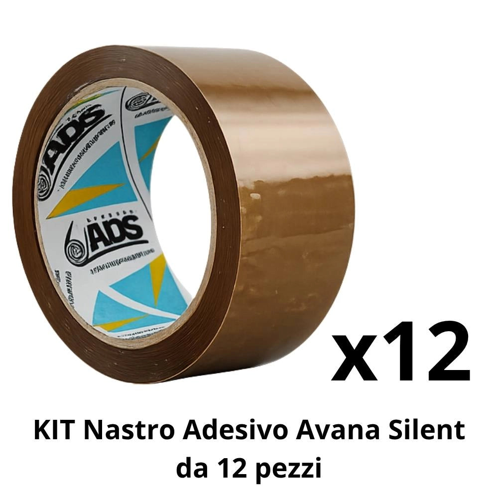Nastro adesivo avana silenzioso 50 mm x 66 m per imballaggio professionale *** numero pezzi 12, confezione 1