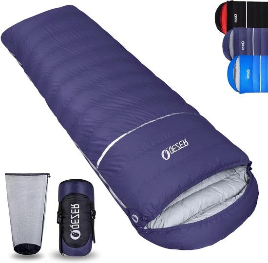 Sacco da campeggio estivo fino a -18 °C - sacco da dono leggero e caldo - 620 fp piuma premium - campeggio escursione trekking outdoor
