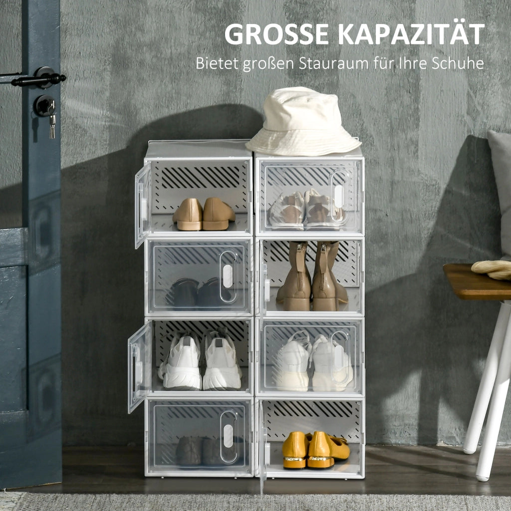 Scarpiera fai-da-te con 8 scomparti, contenitore rettangolare per scarpe, in plastica trasparente, 25x35x19 cm