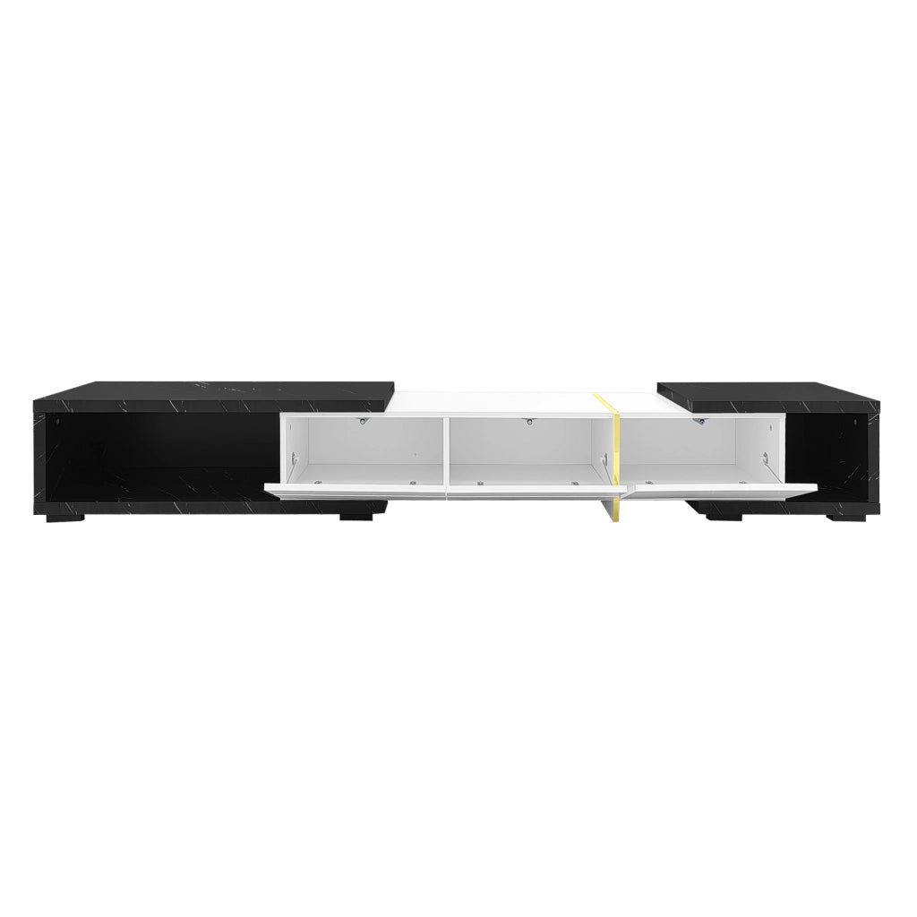 Mobile TV Allungabile ¨C MINIMAL ¨C Nero Marmo/Bianco Lucido, 140-260 cm