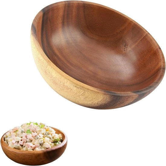 Scatola per Frutta in Legno Massello - Slakom per Insalata, Zuppa, Risotto - 20 x 7 cm
