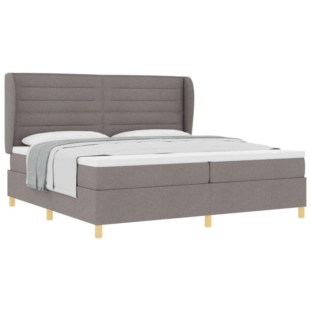 Letto Box Spring con Materasso Tortora 200x200 cm Tessuto