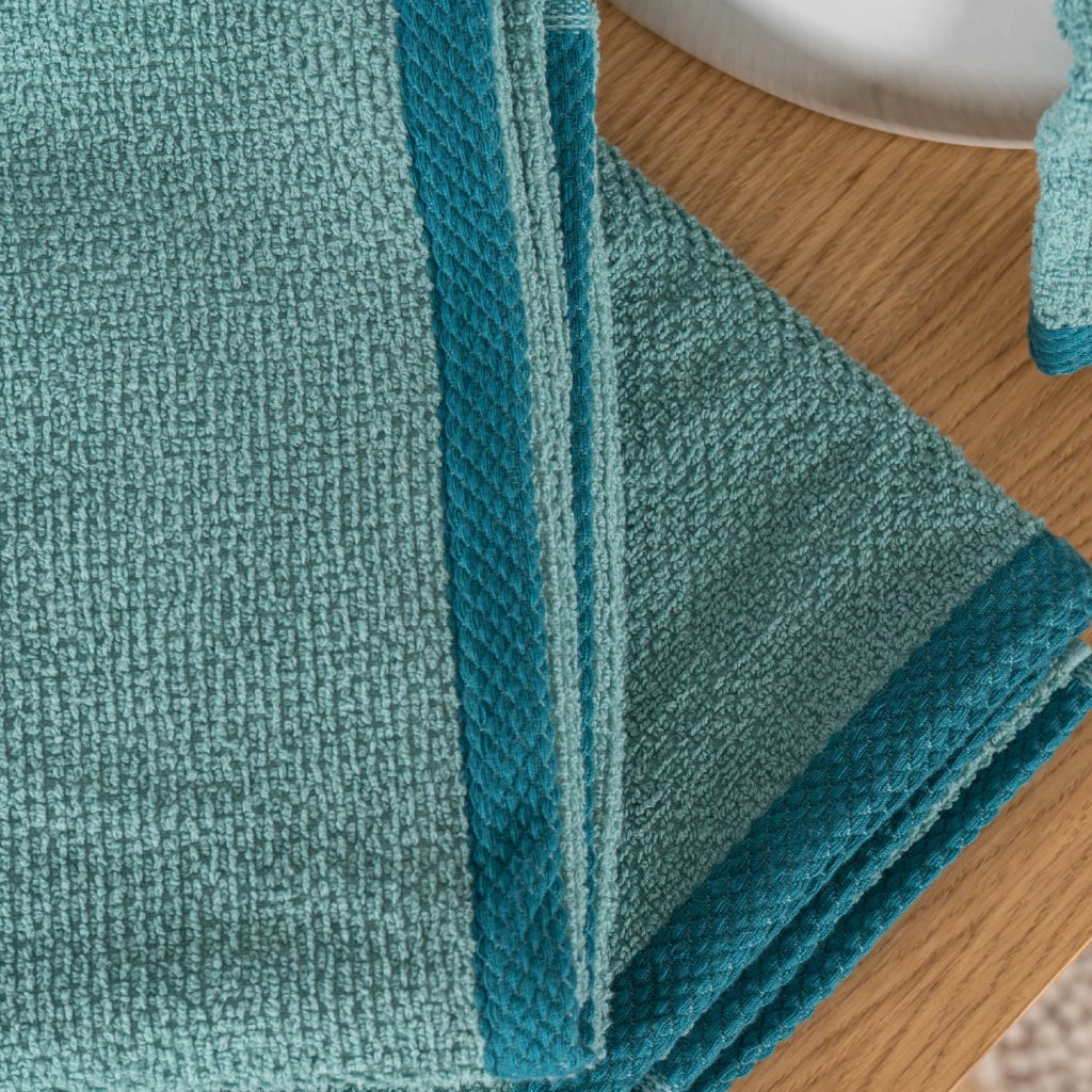 Set Asciugamani Bagno 3 Pezzi in Cotone 100% 430 GSM, Telo Doccia 70x140 cm, Asciugamano Viso 50x100 cm e Ospite 40x50 cm, Effetto Popcorn Morbido e Assorbente Opale-Petrolio