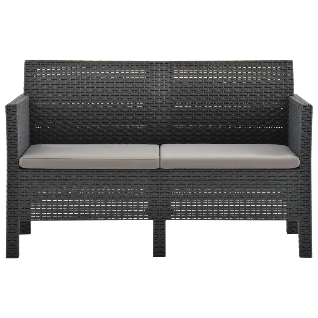 Set Divani da Giardino 2 pz con Cuscini in Rattan PP Antracite 3079667