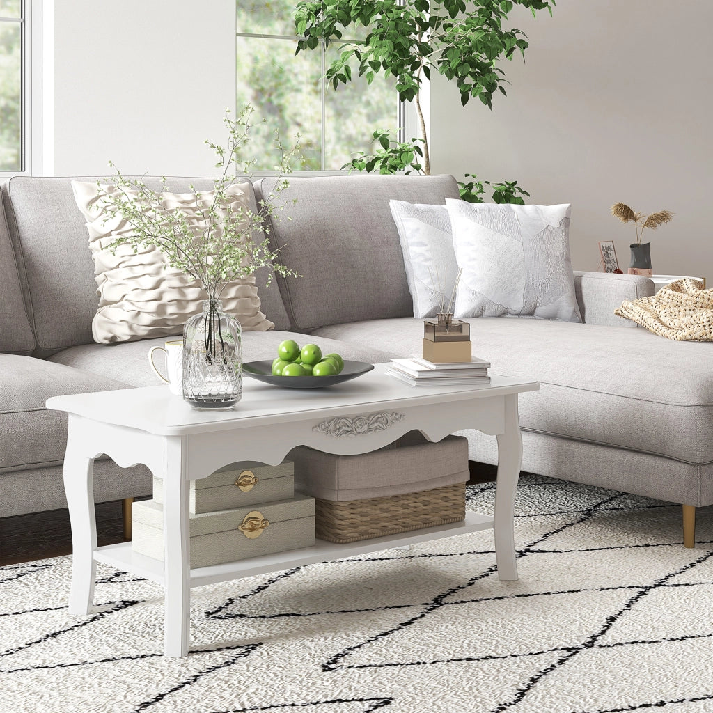 Tavolino da salotto in legno ¨C Minimal ¨C 94x44x43cm, bianco