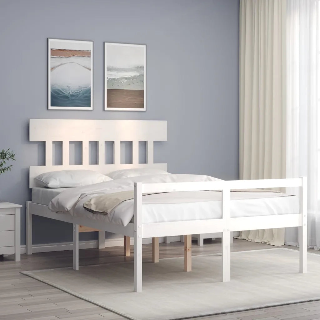 Letto per Anziani Bianco Testiera Small Double Legno Massellocod mxl 81042