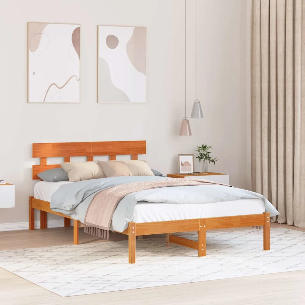Struttura del letto Marrone 135 x 190 cm Legno massello di pino