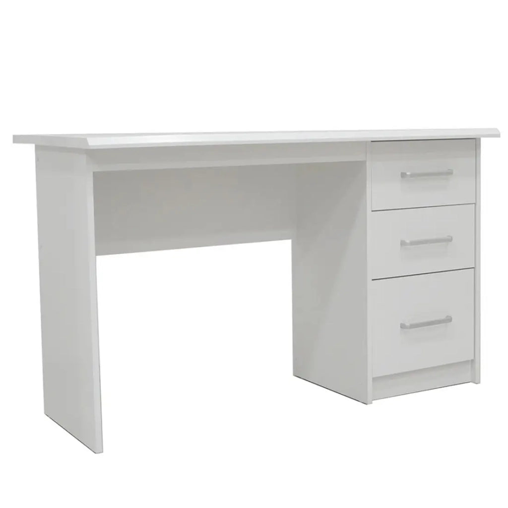 Scrivania retta PRAGUE – 3 cassetti – Colore bianco – Design moderno e funzionale