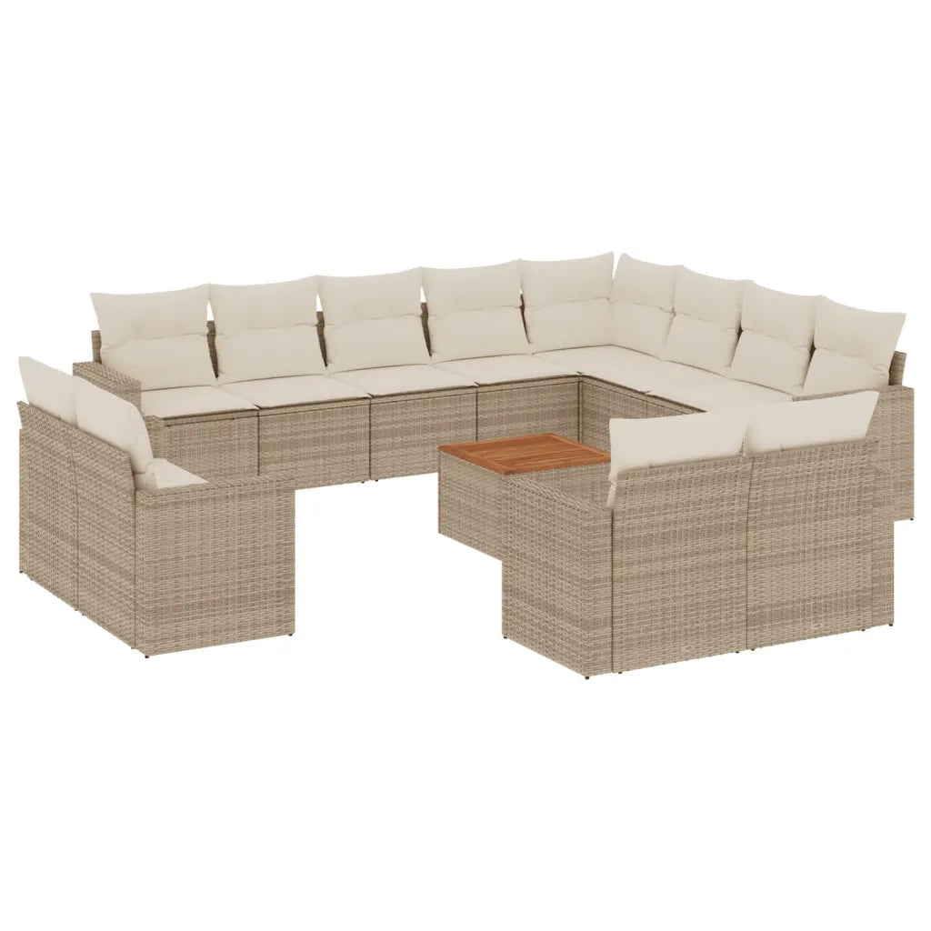 Set Divano da Giardino 13 pz con Cuscini Beige in Polyrattan 3256723