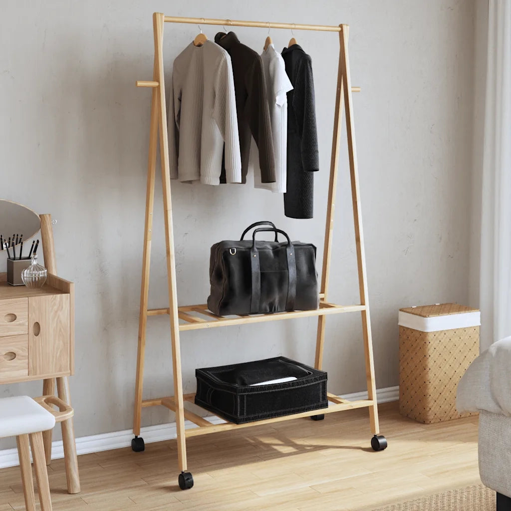 Appendiabiti con Ripiani e Ruote 96x45,5x155,5 cm in Bamb¨´ CFW1482092