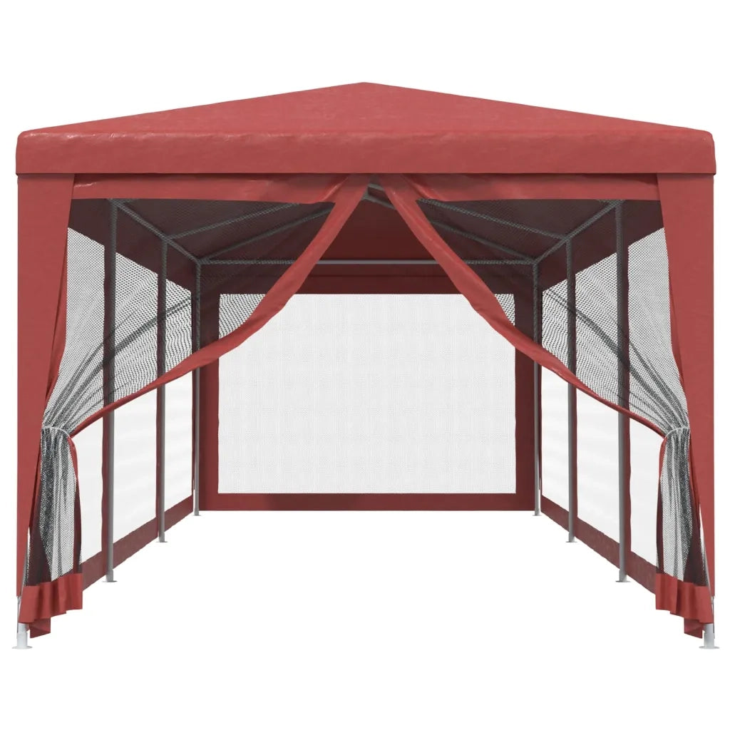 Tenda per Feste con Pareti Laterali in Rete-Tenda Gazebo Rossa 3x9 m HDPE
