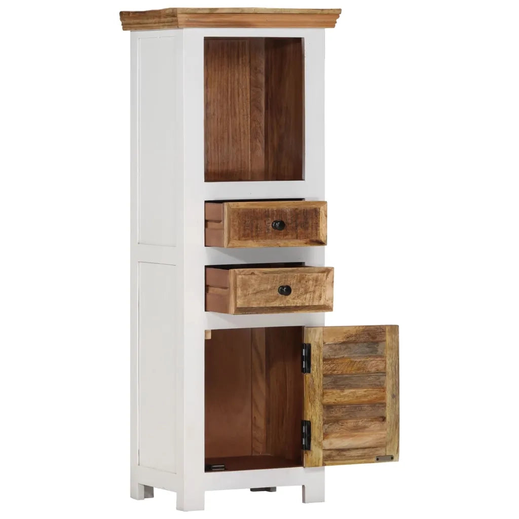 Credenza Bianca e Marrone 40x30x110 cm Legno di Mango e Acacia 338448