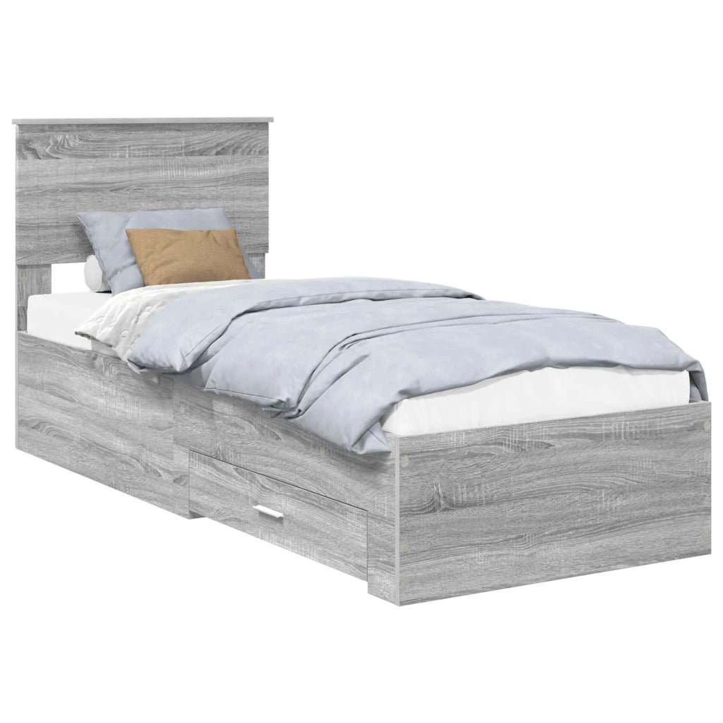 Struttura del letto-Giroletto Grigio Sonoma e Argento 75 x 190 cm 668975