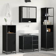 Set di mobili per il bagno 3 pcs Rovere Nero Legno multistrato
