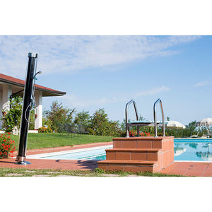 Doccia Solare da Giardino 28L Miscelatore e Braccio Doccia ATI Docce S Grigio Antracite