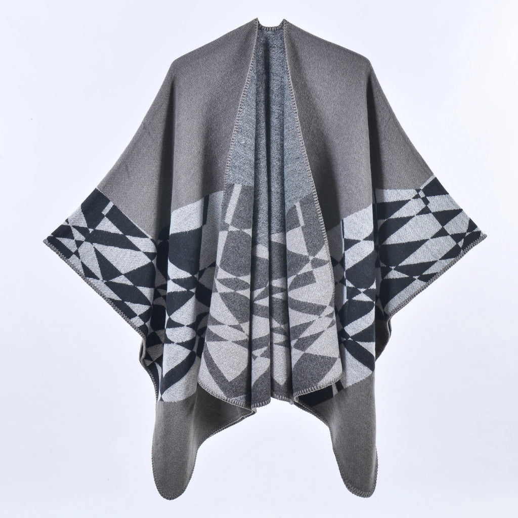 Nuova sciarpa da donna in cashmere, spessa, calda, a mantella divisa, scialle