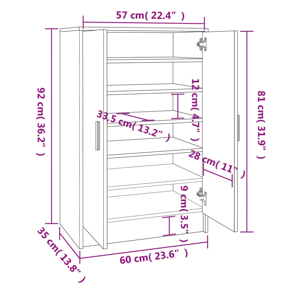 Scarpiera 60 x 35 x 92 cm in legno ingegnerizzato marrone 02_0043410