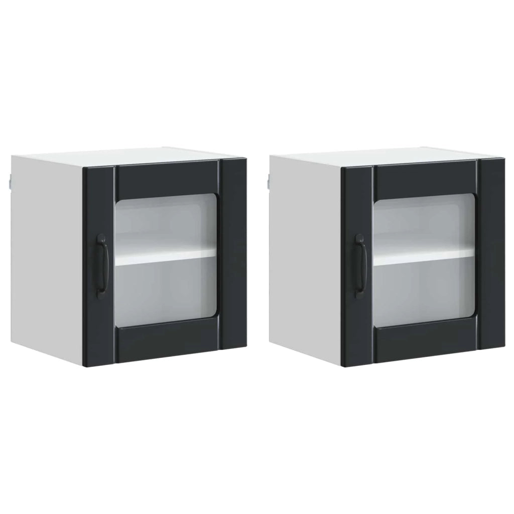 Set di 2 pensili da cucina moderni pratici per riporre oggetti 40 x 31 x 40 cm in legno composito nero 02_0053866