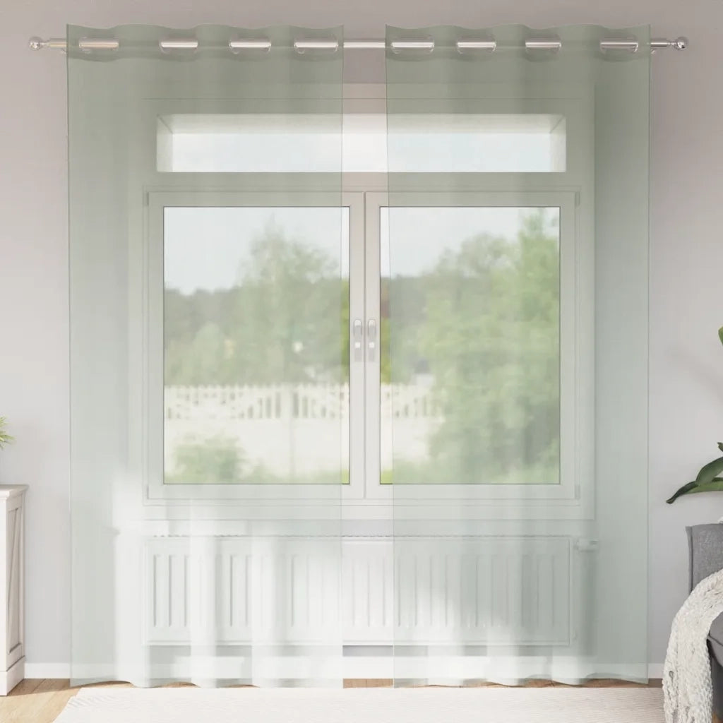 Tende in Voile con Occhielli 2 pz Grigio Chiaro 140x225 cm
