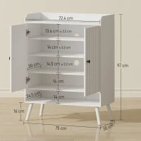 Scarpiera Ingresso con Ripiani Regolabili Compartimento Aperto per 15 Paia di Scarpe 75x35x97 cm Bianco