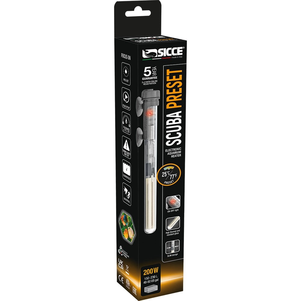 Sicce Scuba Preset 200w - riscaldatore pre-impostato a 25°C