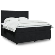 Giroletto a Molle con Materasso Nero 200x200 cm in Velluto