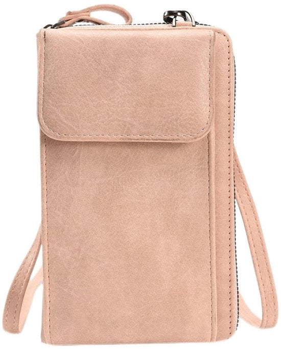 Borsa in Pelle di Vero - Tasca a Spalla - Utile per l'Uso Giornaliero - Rosa - Tasca a Croce per Mobili e Accessori - Unisex