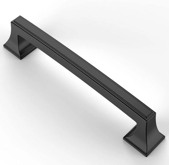 Set di 6 maniglie per porte di armadi a muro da cucina 128 mm di distanza da attacco nero