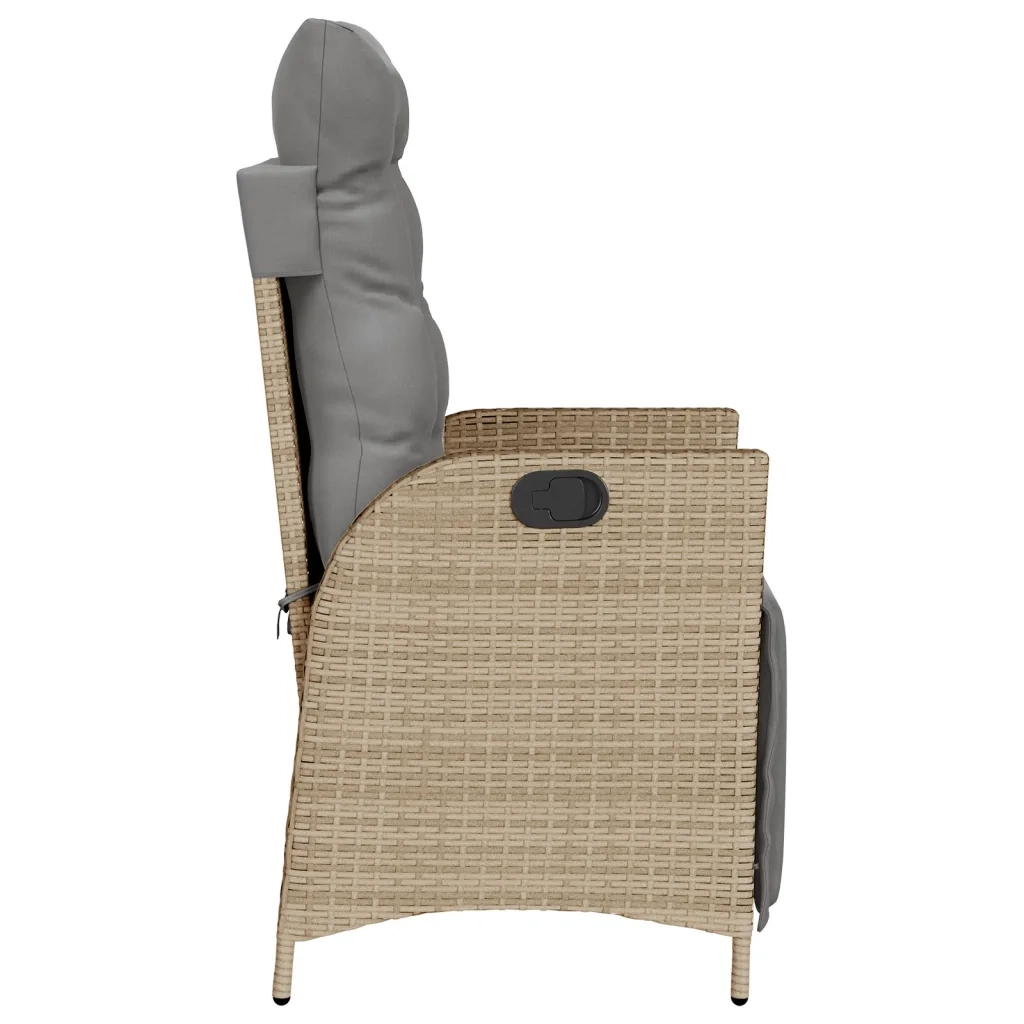 Sedia Reclinabile Giardino | Sedie da Esterno e Poggiapiedi Beige Misto Polyrattan